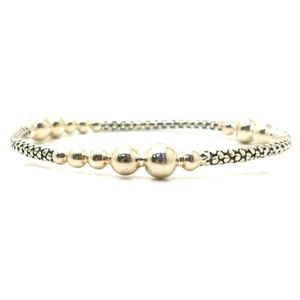 Michael Dawkins 925 Sterling Silver Graduated Ball Bead Pattern Bangle Bracelet